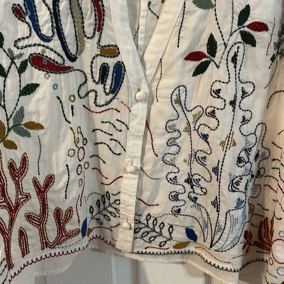 ZARA Embroidered White Kimono with Colorful Sea Life Design - Picture 10 of 14